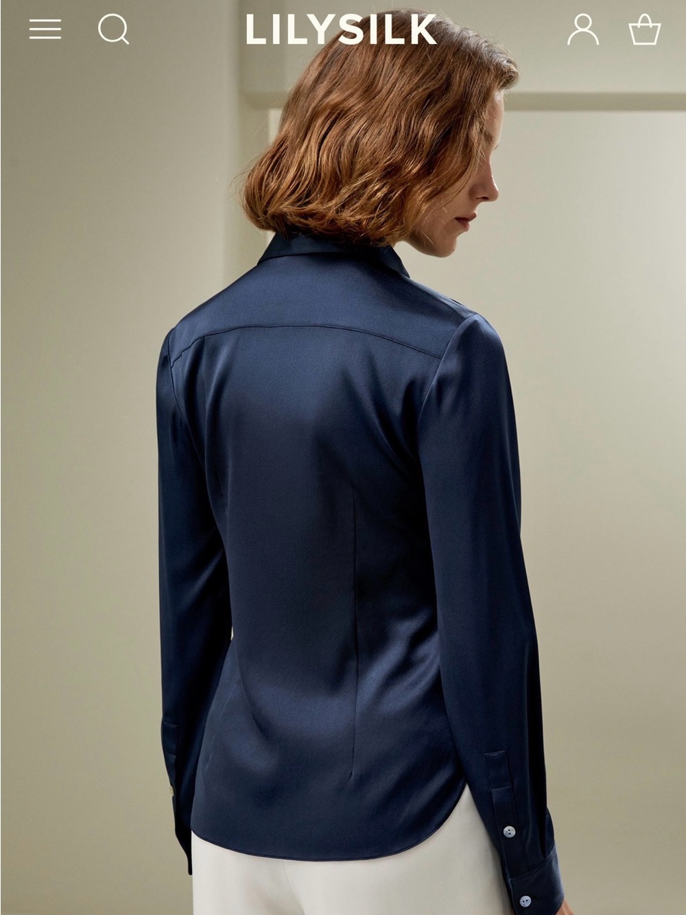 Lilysilk Navy Blue Button-Down Blouse M NWT - Picture 4 of 9